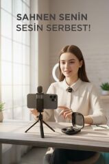 Yaka Mikrofonu Şarj Kutulu Anc Gürültü Önleyici Al Destekli Kablosuz Mikrofon WM02 Siyah