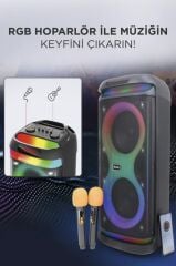 Torima BTS-1993 Siyah RGB Ledli Mikrofonlu Kumandalı Bluetooth Hoparlör Parti Speaker