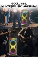 Bluetooth Hoparlör Rgb Işıklı Mikrofonlu Kumandalı Parti Speaker BTS-1993 Siyah
