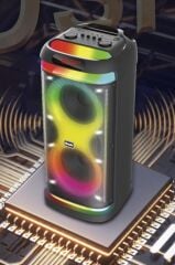 Bluetooth Hoparlör Rgb Işıklı Mikrofonlu Kumandalı Parti Speaker BTS-1993 Siyah