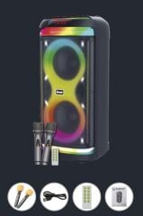 Bluetooth Hoparlör Rgb Işıklı Mikrofonlu Kumandalı Parti Speaker BTS-1993 Siyah