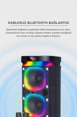 Bluetooth Hoparlör Rgb Işıklı Mikrofonlu Kumandalı Parti Speaker BTS-1990 Siyah