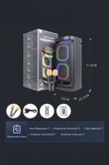 Bluetooth Hoparlör Rgb Işıklı Mikrofonlu Kumandalı Parti Speaker BTS-1990 Siyah