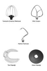 Stand Mikser Hamur Yoğurma Makinesi Dijital Göstergeli 5L 1400W TMK-1400DT Siyah