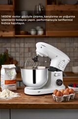 Stand Mikser Hamur Yoğurma Makinesi Dijital Göstergeli 5L 1400W TMK-1400DT Beyaz