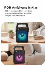 Bluetooth Hoparlör Güneş Enerjili Fenerli Taşınabilir Hoparlör KTS-1706 Siyah