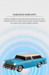 Bluetooth Hoparlör Klasik Araba Tasarımlı USB TF FM Destekli WS-1955 Mavi