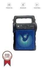 Bluetooth Hoparlör Güneş Enerjili Fenerli Taşınabilir Hoparlör KTS-1706 Siyah