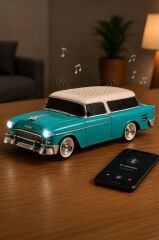 Bluetooth Hoparlör Klasik Araba Tasarımlı USB TF FM Destekli WS-1955 Turkuaz