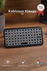 Kablosuz Klavye Rgb Işıklı Bluetooth Mini Klavye M7 Siyah