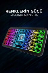 Kablosuz Klavye Rgb Işıklı Bluetooth Mini Klavye M7 Siyah