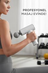 Lenovo N2 Beyaz Darbeli Titreşimli Masaj Tabancası 1800mah Şarjlı 6 Başlıklı Egzersiz Aleti