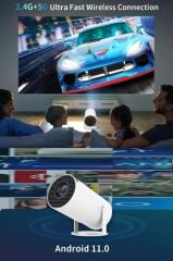 HY300T Lite Taşınabilir Sinema Projektörü Ev Sineması Bluetooth Android 11 Akıllı Projeksiyon Wifi