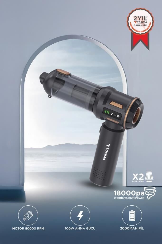 Torima LT-100 Siyah 4in1 Mini Çok Fonksiyonlu  Şarjlı Araç ve Ev Kullanımı İçin El Süpürgesi
