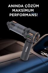 Araç İçi Süpürge 4IN1 Çok Fonksiyonlu Şarjlı Mini Ev Kullanımı İçin El Süpürgesi LT100 Siyah