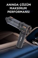 Araç İçi Süpürge 4IN1 Çok Fonksiyonlu Şarjlı Mini Ev Kullanımı İçin El Süpürgesi LT100 Siyah