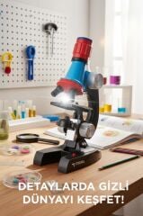Torima TSM-01 Siyah LED Işıklı  Bilim Mikroskobu Seti 6-12 Yaş Çocuklar İçin