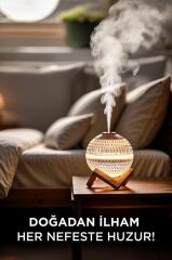 Hava Nemlendiricisi Rgb Işıklı Ahşap Standlı Kristal Top H10 Beyaz