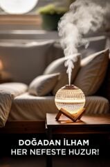 Hava Nemlendiricisi Rgb Işıklı Ahşap Standlı Kristal Top H10 Beyaz