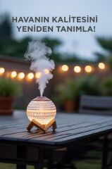 Hava Nemlendiricisi Rgb Işıklı Ahşap Standlı Kristal Top H10 Beyaz