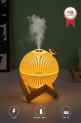 Hava Nemlendiricisi Gece Lambalı Ahşap Standlı Kuş Figürlü H13 Beyaz