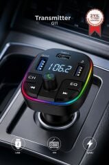 Transmitter Şarj Özellikli Dijital Göstergeli Bluetooth Fm G11 Siyah