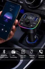 Transmitter Şarj Özellikli Dijital Göstergeli Bluetooth Fm G11 Siyah