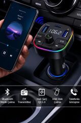 Transmitter Şarj Özellikli Dijital Göstergeli Bluetooth Fm G11 Siyah
