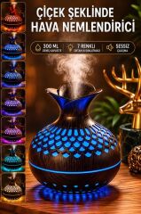 Hava Nemlendiricisi Led Işıklı Flower Ultrasonik 300 ML H15 Koyu Kahverengi