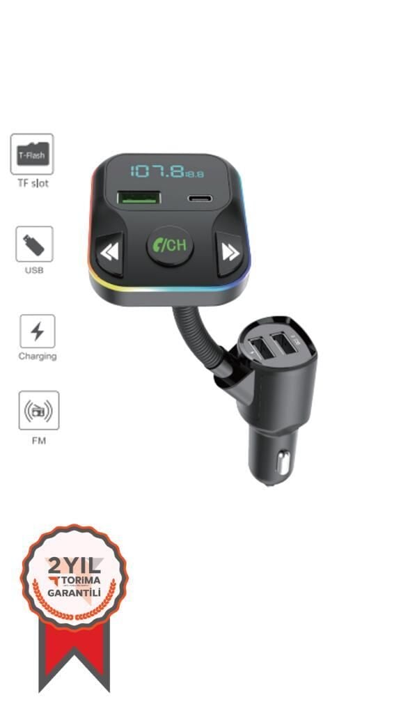 Transmitter Şarj Özellikli Dijital Göstergeli Bluetooth Fm G12 PD Siyah