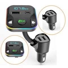 Transmitter Şarj Özellikli Dijital Göstergeli Bluetooth Fm G12 PD Siyah
