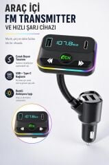 Transmitter Şarj Özellikli Dijital Göstergeli Bluetooth Fm G12 PD Siyah