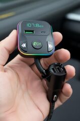 Transmitter Şarj Özellikli Dijital Göstergeli Bluetooth Fm G12 PD Siyah