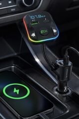 Transmitter Şarj Özellikli Dijital Göstergeli Bluetooth Fm G12 PD Siyah