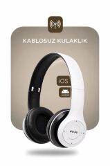 Bluetooth Kulaklık Kulak Üstü Kablosuz Kulaklık P47 Beyaz