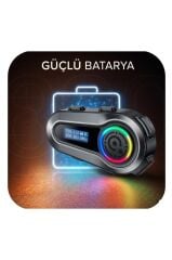 Motosiklet Bluetooth Kask Kulaklığı Lcd Ekranlı İnterkom Q10 Siyah