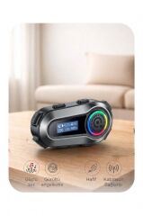 Motosiklet Bluetooth Kask Kulaklığı Lcd Ekranlı İnterkom Q10 Siyah