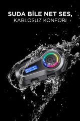 Motosiklet Bluetooth Kask Kulaklığı Lcd Ekranlı İnterkom Q10 Siyah