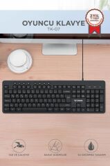 Oyuncu Klavyesi Kablolu Multiedya Q Klavye TK07 Siyah