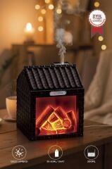 Hava Nemlendiricisi Şömine Efektli Sessiz Ultrasonik 200 ML H9 Koyu Kahverengi