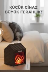 Hava Nemlendiricisi Şömine Efektli Sessiz Ultrasonik 200 ML H9 Koyu Kahverengi