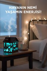 Hava Nemlendiricisi Buhar Makinesi Yılbaşı Temalı Ahşap Görünümlü 240 ML H14 Koyu Kahverengi