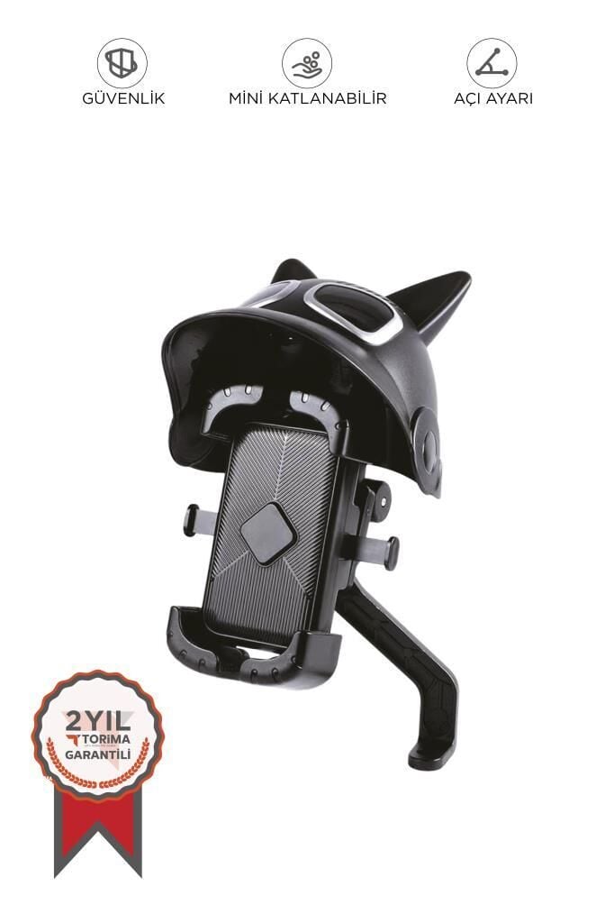 Telefon Tutucu Kedili Motorsiklet Bisiklet Oto Aksesuarları JX047 Siyah
