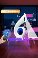 Bluetooth Hoparlör Saat Özellikli Masa Lambası 6in1 XM-G69 Beyaz