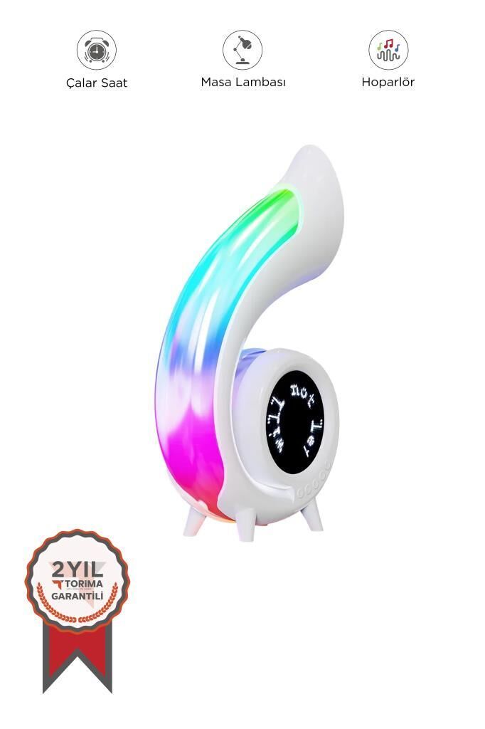 Torima XM-G69 Beyaz Saat Ve Hoparlör Özellikli Masa Lambası 6İN1