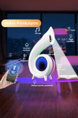 Bluetooth Hoparlör Saat Özellikli Masa Lambası 6in1 XM-G69 Beyaz