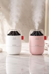 Hava Nemlendiricisi Buhar Makinesi Led Işıklı Odun Ateşi Efektli 280 ML H16 Beyaz