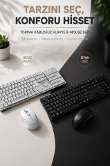 Kablosuz Q Klavye Mouse Seti TMK01 Beyaz