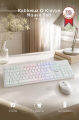Kablosuz Q Klavye Mouse Seti TMK01 Beyaz