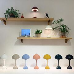 Yuvarlak Masa Lambası 3 Modlu Şarjlı Led Işıklı Gece Lambası LW-12 Mavi